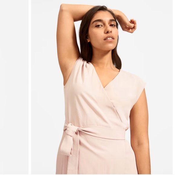 NWOT Everlane The Japanese GoWeave Short-Sleeve Wrap Dress in Rose - Picture 5 of 7